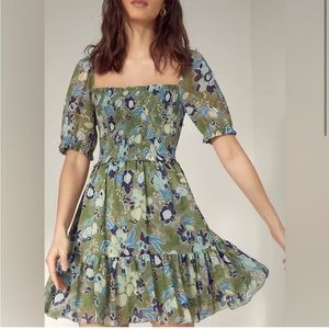 Aritzia Wilfred Green Floral Dress Size XS